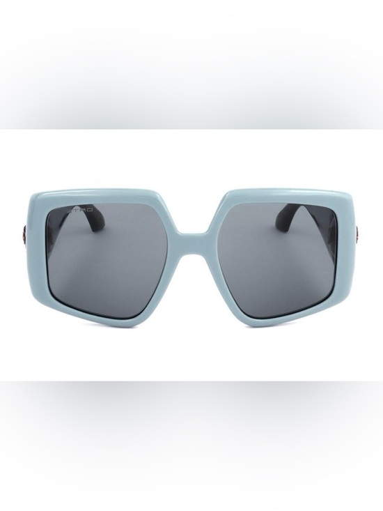 Etro Accessories - Etro Oversized Square Sunglasses in Light Blue & Black with Dark Gray Lenses